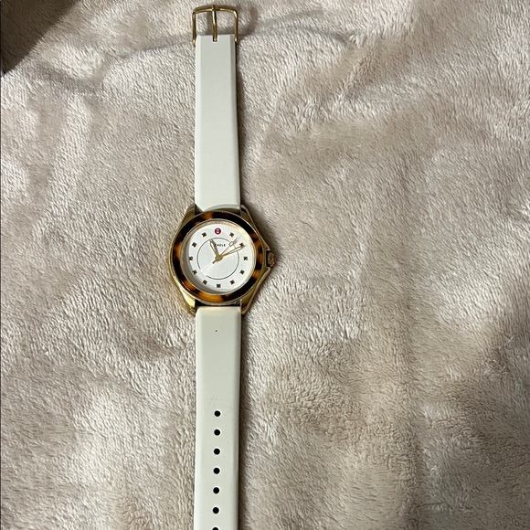 Michele Gold and Cream Watch with White Dial - Picture 2 of 3